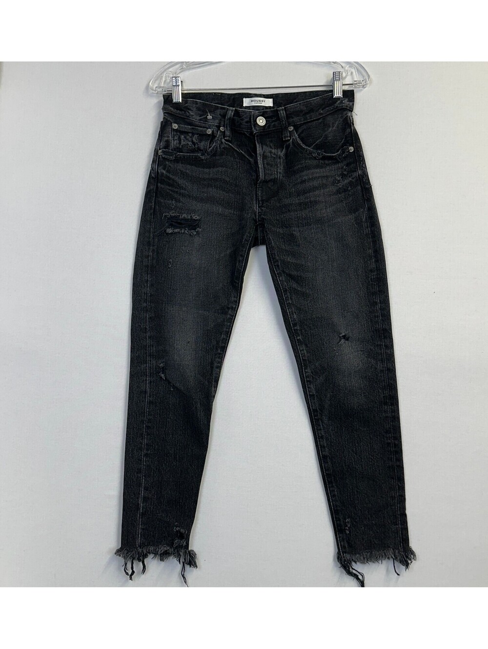 Moussy Vintage Distressed Fringed Hem Jeans Black Women's Size 25